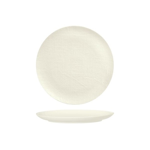 Luzerne Linen White Round Flat Coupe Plate White 210mm - Box of 6