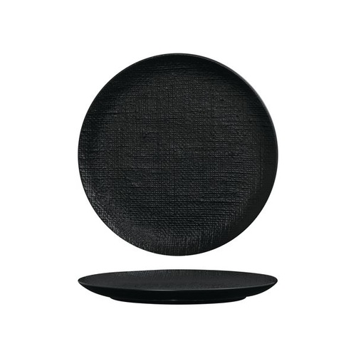 Luzerne Linen Black Round Flat Coupe Plate Black 260mm - Box of 4