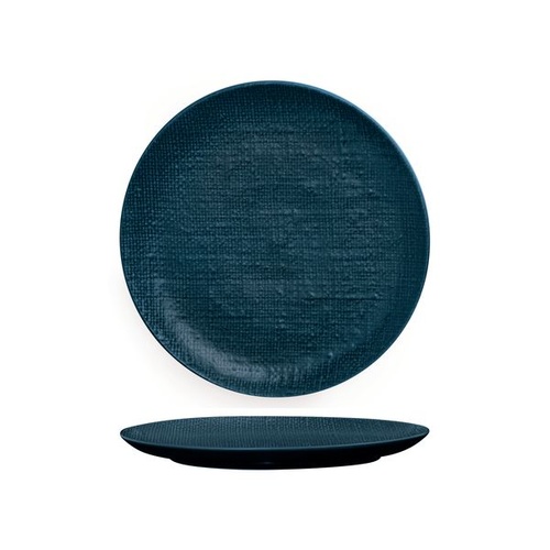 Luzerne Linen Navy Blue Round Flat Coupe Plate 260mm - Box of 4