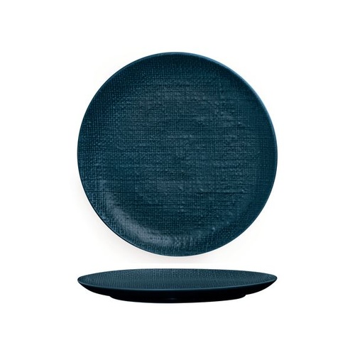 Luzerne Linen Navy Blue Round Flat Coupe Plate Navy Blue 260mm - Box of 4