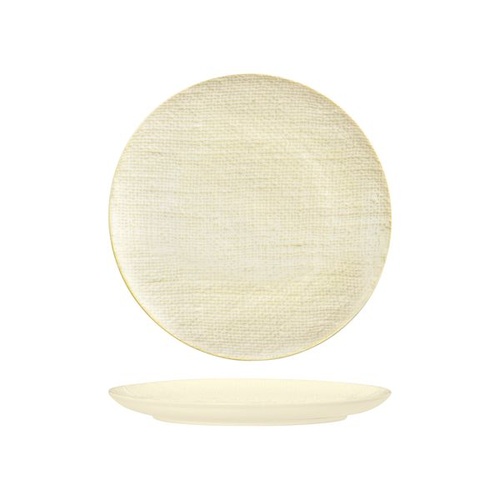 Luzerne Linen Reactive White Round Flat Coupe Plate Reactive White 260mm - Box of 4