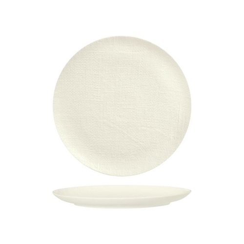 Luzerne Linen White Round Flat Coupe Plate White 260mm - Box of 4