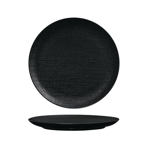 Luzerne Linen Black Round Flat Coupe Plate 285mm - Box of 4
