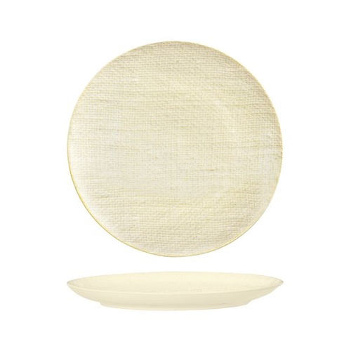 Luzerne Linen Reactive White Round Flat Coupe Plate Reactive White 285mm - Box of 4