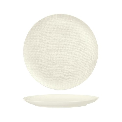 Luzerne Linen White Round Flat Coupe Plate White 285mm - Box of 4