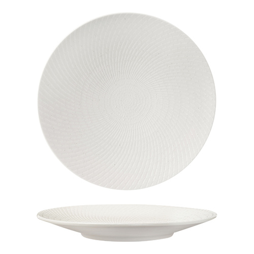 Luzerne Zen Round Coupe Plate White Swirl 310mm - Box of 3