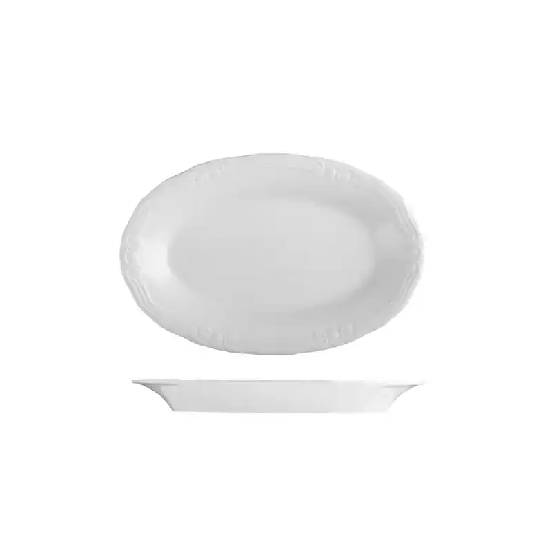 ID Fine Tiffany Oval Scalloped Plate 260mm (Box of 6)