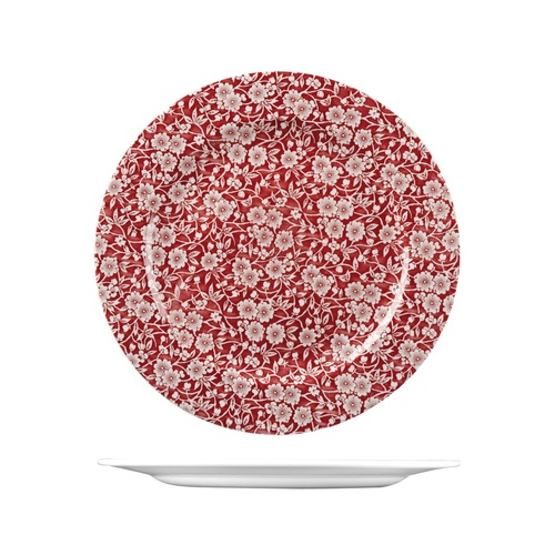 Churchill Vintage Prints Round Plate - Wide Rim Victorian Calico Cranberry 305mm - Box of 6