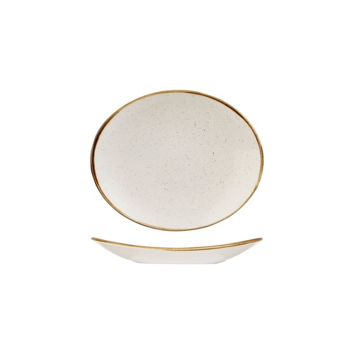 Stonecast Trace Barley White Oval Coupe Plate 192x163mm - Box of 12