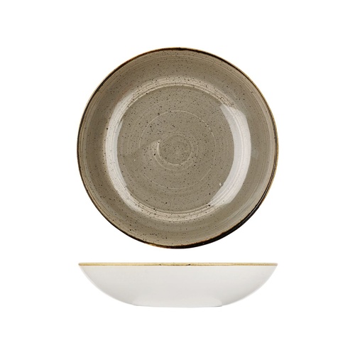 Stonecast Trace Peppercorn Grey Round Coupe Bowl 248mm / 1136ml - Box of 12