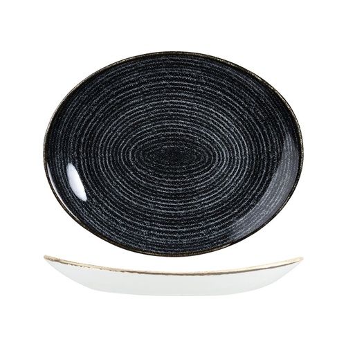 Studio Prints Homespun Oval Coupe Plate Charcoal Black 317x255mm - Box of 12