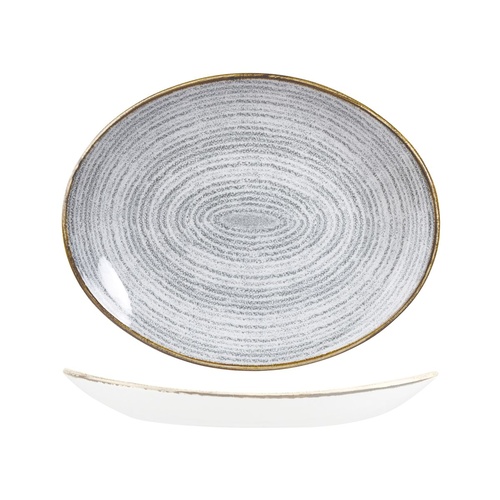 Studio Prints Homespun Oval Coupe Plate Stone Grey 317x255mm - Box of 12