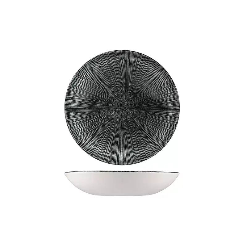 Studio Print Raku Agano Black Round Coupe Bowl 182mm / 426ml - Box of 12