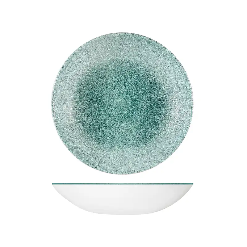 Studio Print Raku Jade Green Round Coupe Bowl  248mm / 1136ml - Box of 12