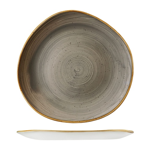 Stonecast Trace Peppercorn Grey Round Organic Plate 286mm - Box of 12
