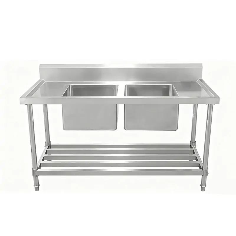 ASD-1270C Stainless Steel Double Sink Bench 1200w x 700d x 900h mm (Sinks at Centre)
