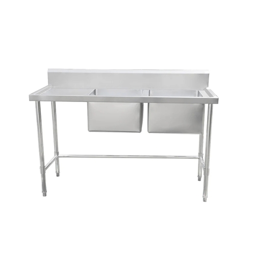 ASD-1560R Stainless Steel Double Sink Bench 1500w x 600d x 900h mm (Sinks at Right)