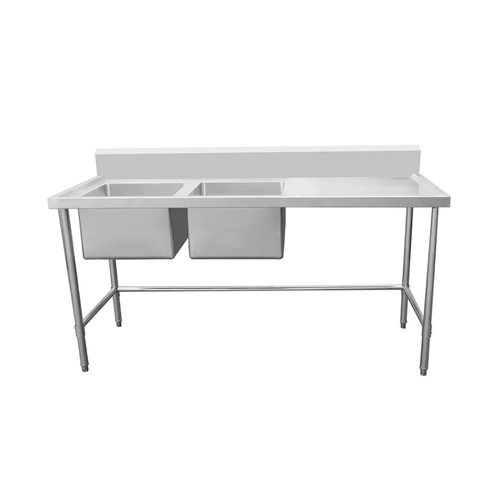 ASD-1570L Stainless Steel Double Sink Bench 1500w x 700d x 900h mm (Sinks at Left)