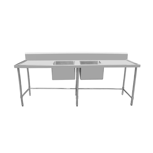 ASD-2160C Stainless Steel Double Sink Bench 2100w x 600d x 900h mm (Sinks at Centre)