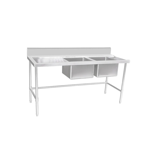 ASDD-1570LR Stainless Steel Inlet Double Sink 1500w x 700d x 900h mm (Inlet Left/Sink Right)