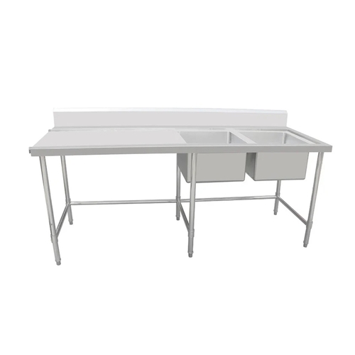 ASDD-2170LR Stainless Steel Inlet Double Sink 2100w x 700d x 900h mm (Inlet Left/Sink Right)
