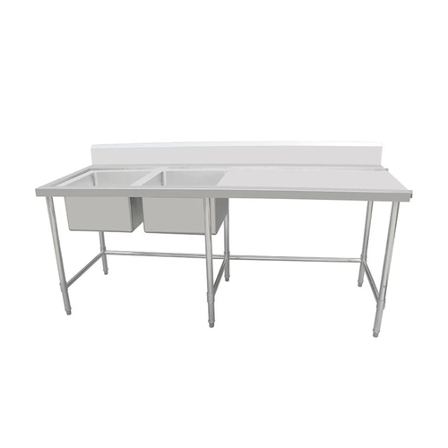 ASDD-2170RL Stainless Steel Inlet Double Sink 2100w x 700d x 900h mm (Inlet Right/Sink Left)