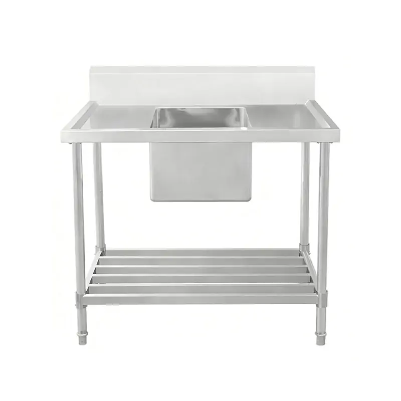 ASS-0970C Stainless Steel Single Sink Bench with Pipe Undershelf 900w x 700d x 900h mm (Sink at Centre)