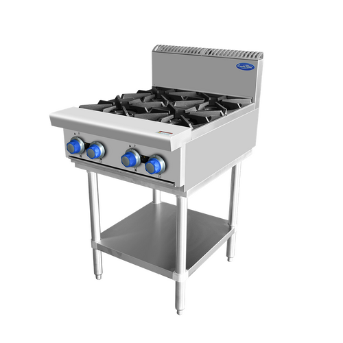 Cookrite AT80G4B-F-NG - 4 Burner Gas Cooktop on Leg Stand - Natural Gas