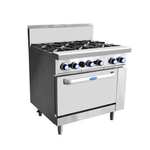Cookrite AT80G6B-O-NG - 6 Burner Gas Cooktop with Oven - Natural Gas
