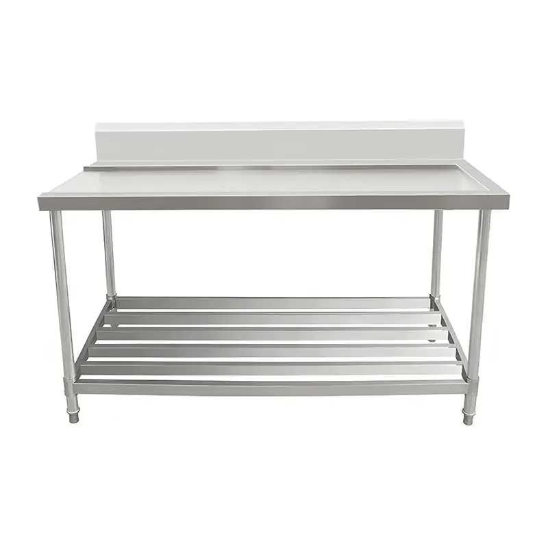 AWSD-1870L Stainless Steel Outlet Bench with Splashback & Pipe Undershelf 1800w x 700d x 900h mm (Outlet at Left)