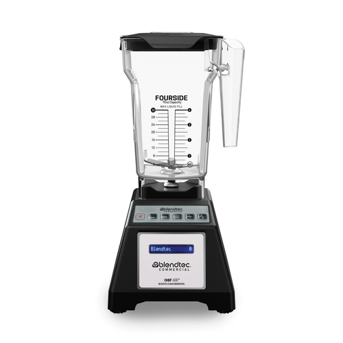 Blendtec Chef 600 Commercial Blender - On Counter with FourSide Jar and Vented Lid