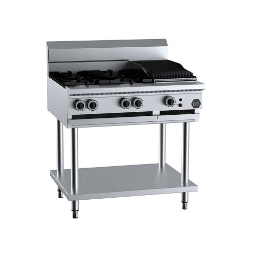 B+S BT-SB4-CGR3 Gas Combination Four Open Burners & 300mm Char Grill