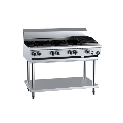 B+S BT-SB6-CGR3 Gas Combination Six Open Burners & 300mm Char Grill