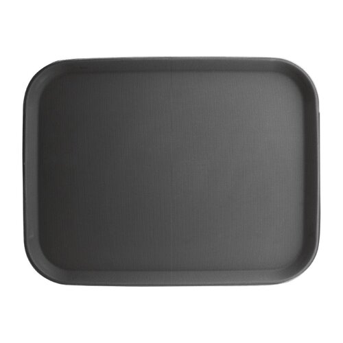 Olympia Kristallon Rectangular Tray Black Anti-Slip Plastic 356x458mm