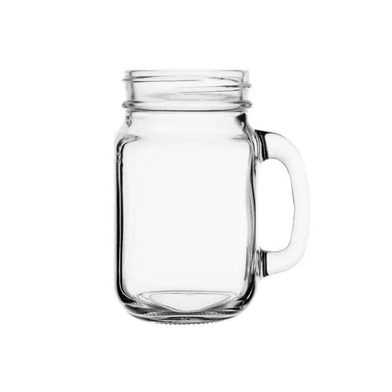 Handled Mason Jar Glasses 450ml (Pack of 12)