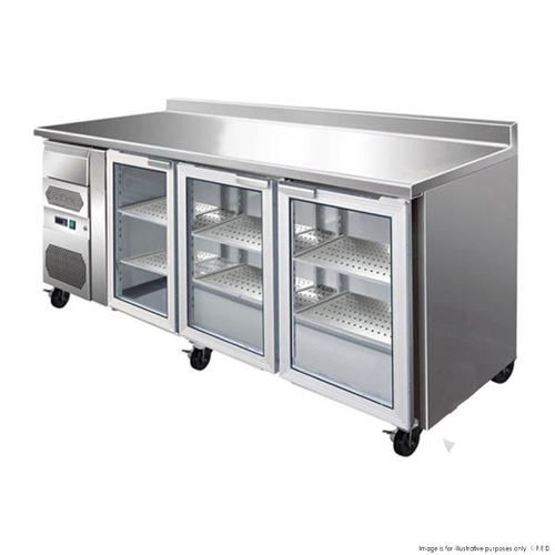 Thermaster CM20G - Three Glass Door Bar Fridge with Splashback 2005mm