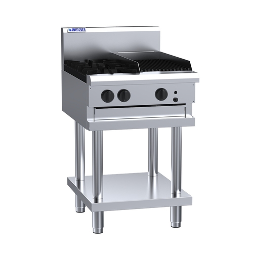 Luus CS-2B3C - Gas 2 Burner Cooktop + 300mm Chargrill on Stand