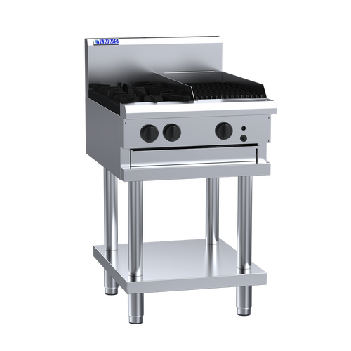 Luus CS-2B3C - Gas 2 Burner Cooktop + 300mm Chargrill on Stand
