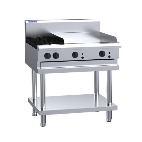 Luus CS-2B6P - Gas 2 Burner Cooktop + 600mm Griddle on Stand