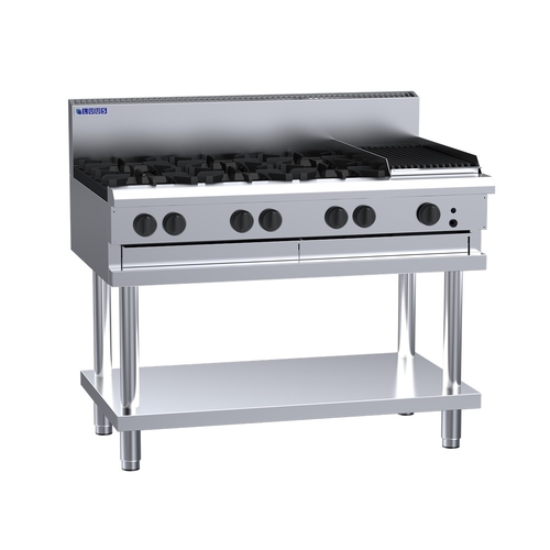 Luus CS-6B3C  - Gas 6 Burner Cooktop + 300mm Chargrill on Stand