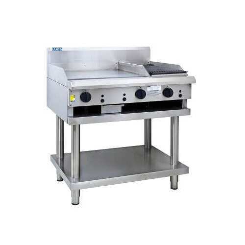 Luus CS-6P3C - Gas 600mm Griddle + 300mm Chargrill on Stand