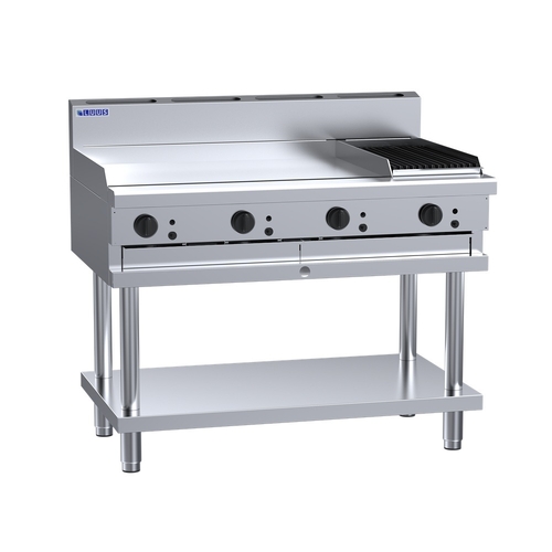 Luus CS-9P3C - Gas 900mm Griddle + 300mm Chargrill on Leg Stand