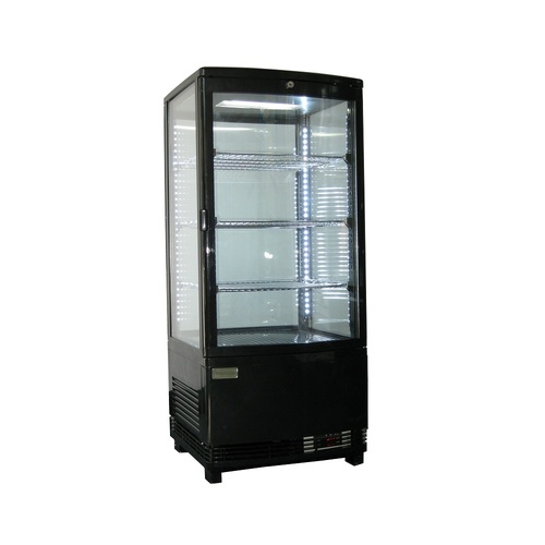Exquisite CTD78-LED - Four Sided Glass Counter Top Fridge - Black