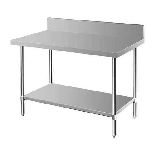 Vogue Premium Stainless Steel Table with Splashback 600x600x900mm