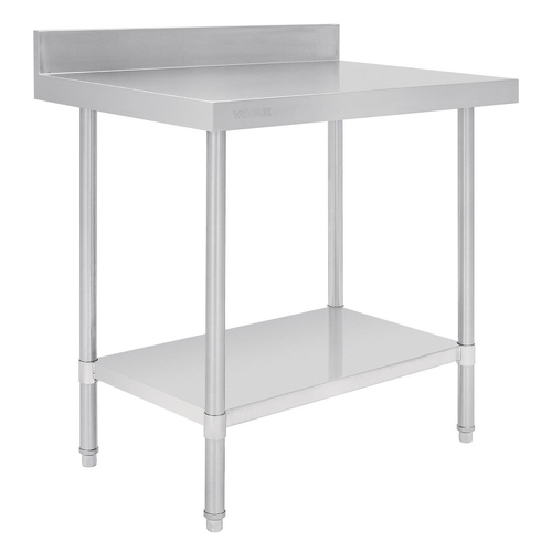 Vogue Premium Stainless Steel Table with Splashback 900x600x900mm