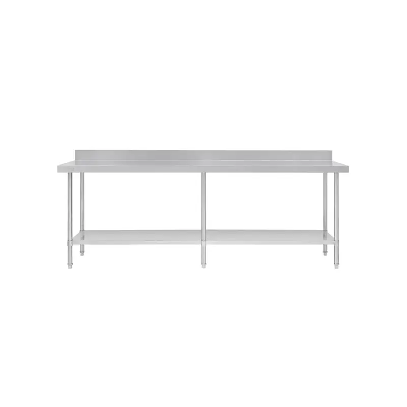 Vogue Premium Stainless Steel Table with Splashback 2400x600x900mm