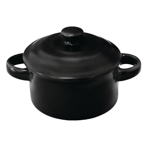 Olympia Tapas Mini Round Pot Matt Black 85x122x43mm 142ml (Box of 4)