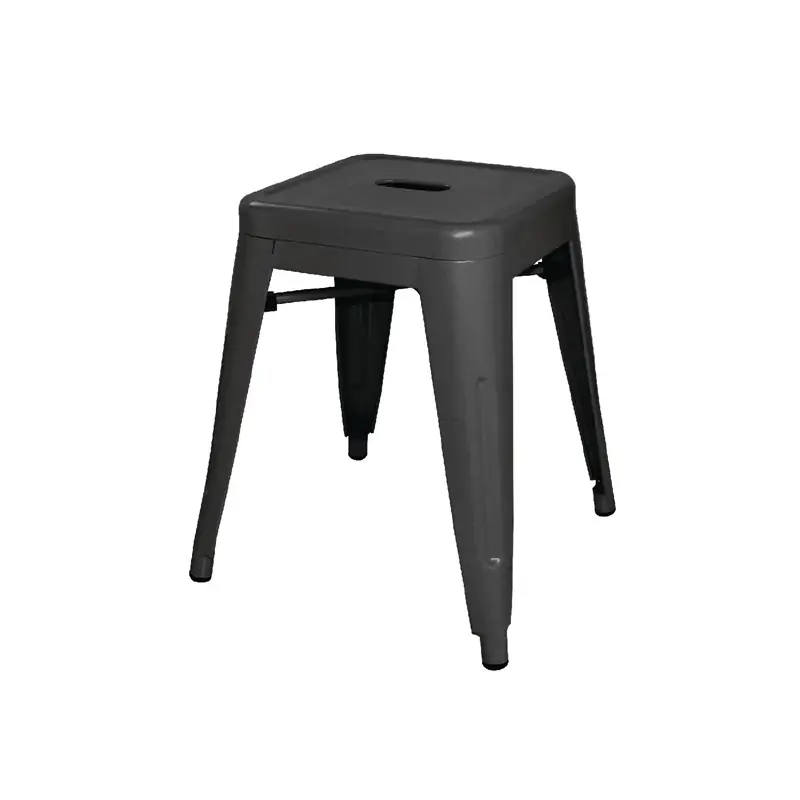 Bolero Low Metal Bar Stools Black (Pack of 4)