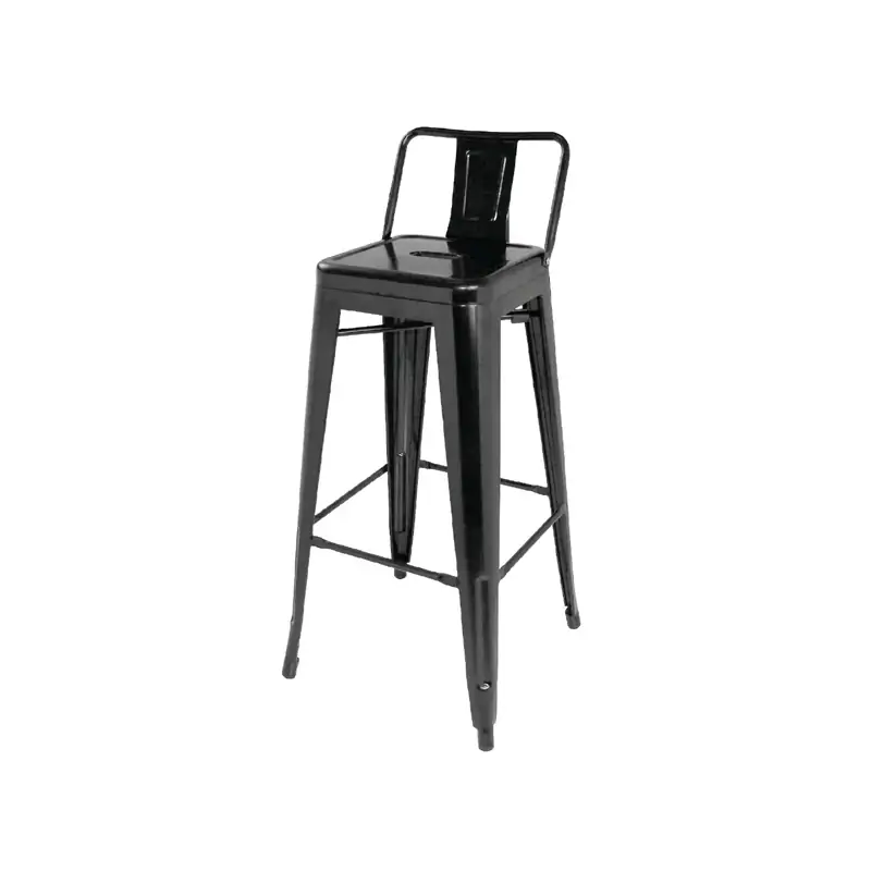 Bolero High Metal Bar Stools with Back Rests Black (Pack of 4)