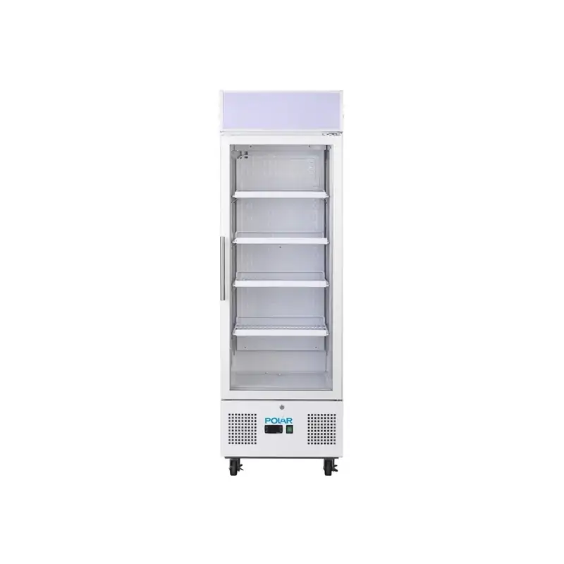 Polar DM075-A G-Series Upright Display Fridge White 218Ltr 